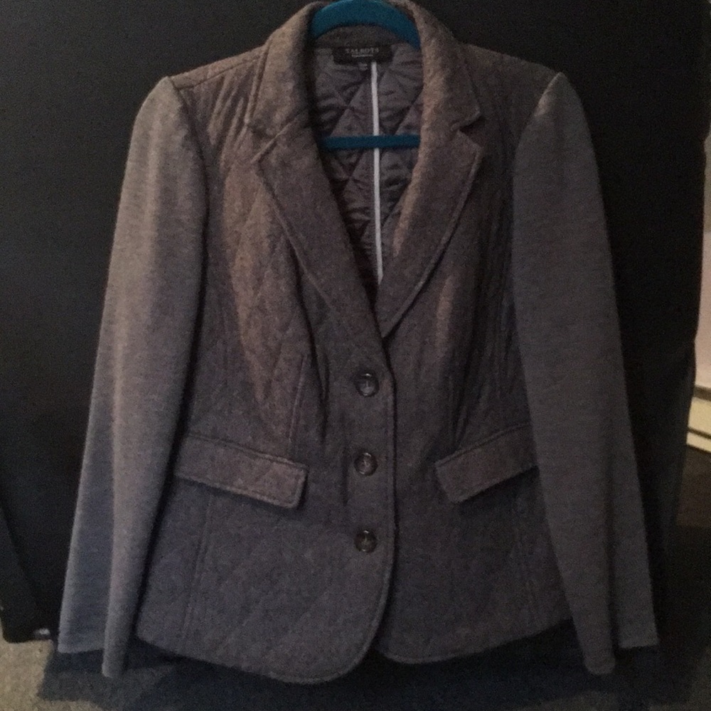 Talbots petite gray wool blazer